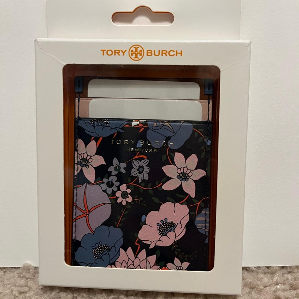 Tory Burch Floral card Case - Black and Pink